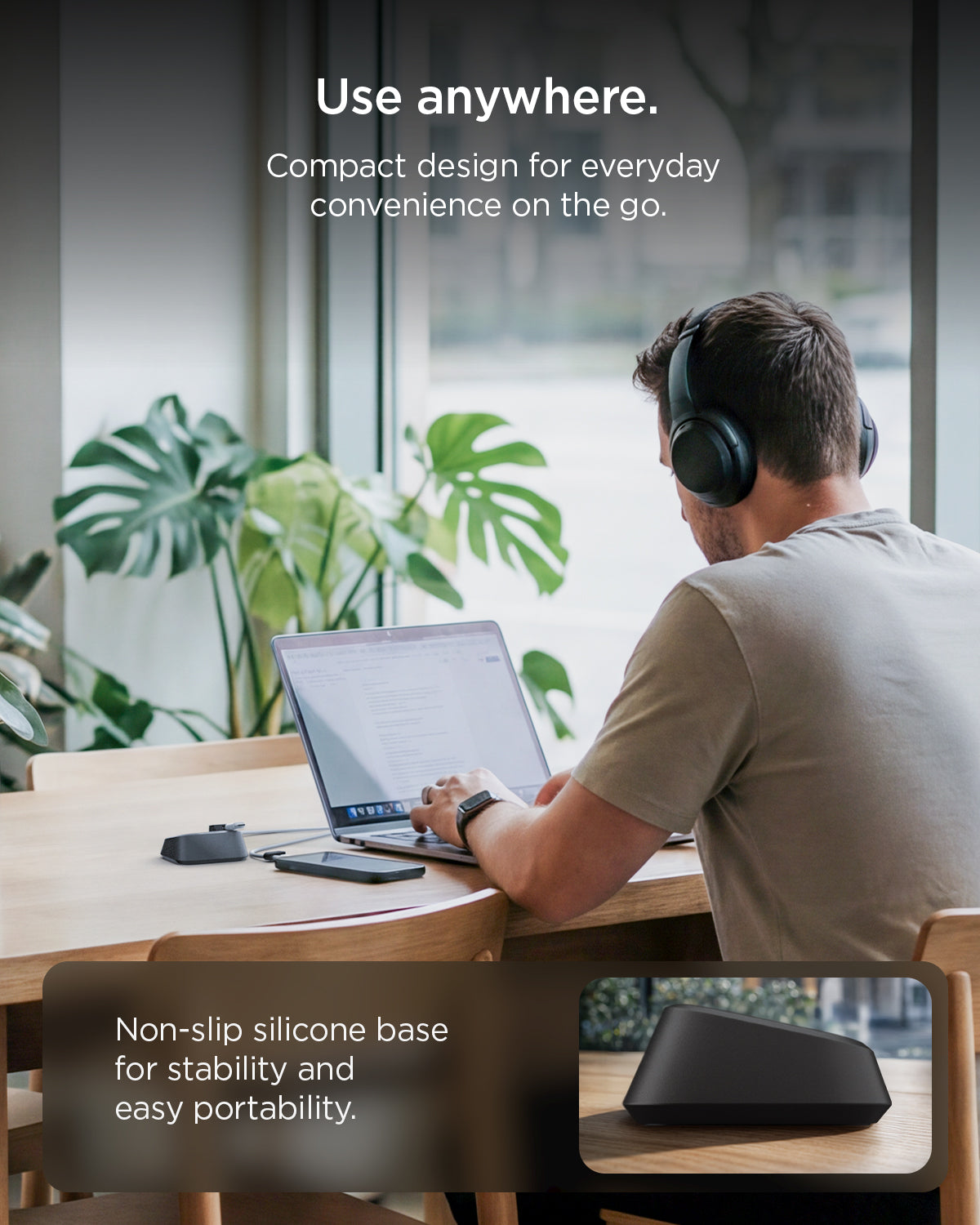 APP11145 - Magnetic Cable Holder | LD103 showing use anywhere. compact design for everyday convenience on the go