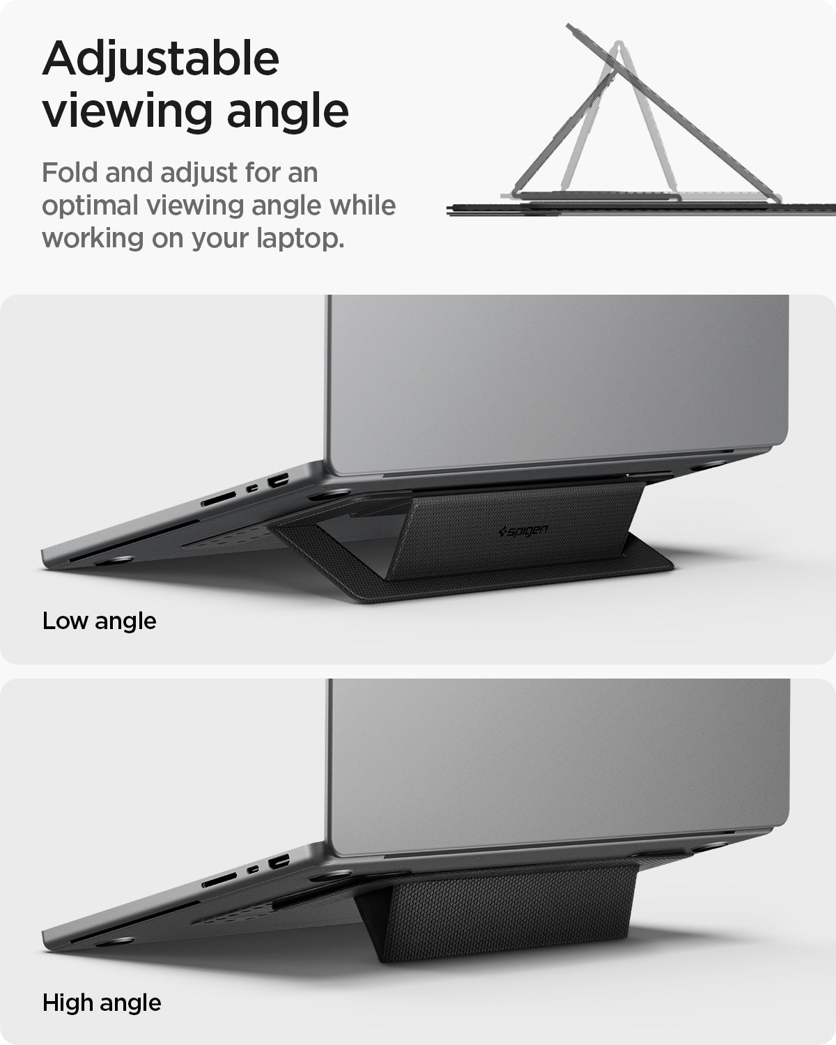 AMP10401 - Slim Fold Laptop Stand | LD201-S1 showing the adjustable viewing angle