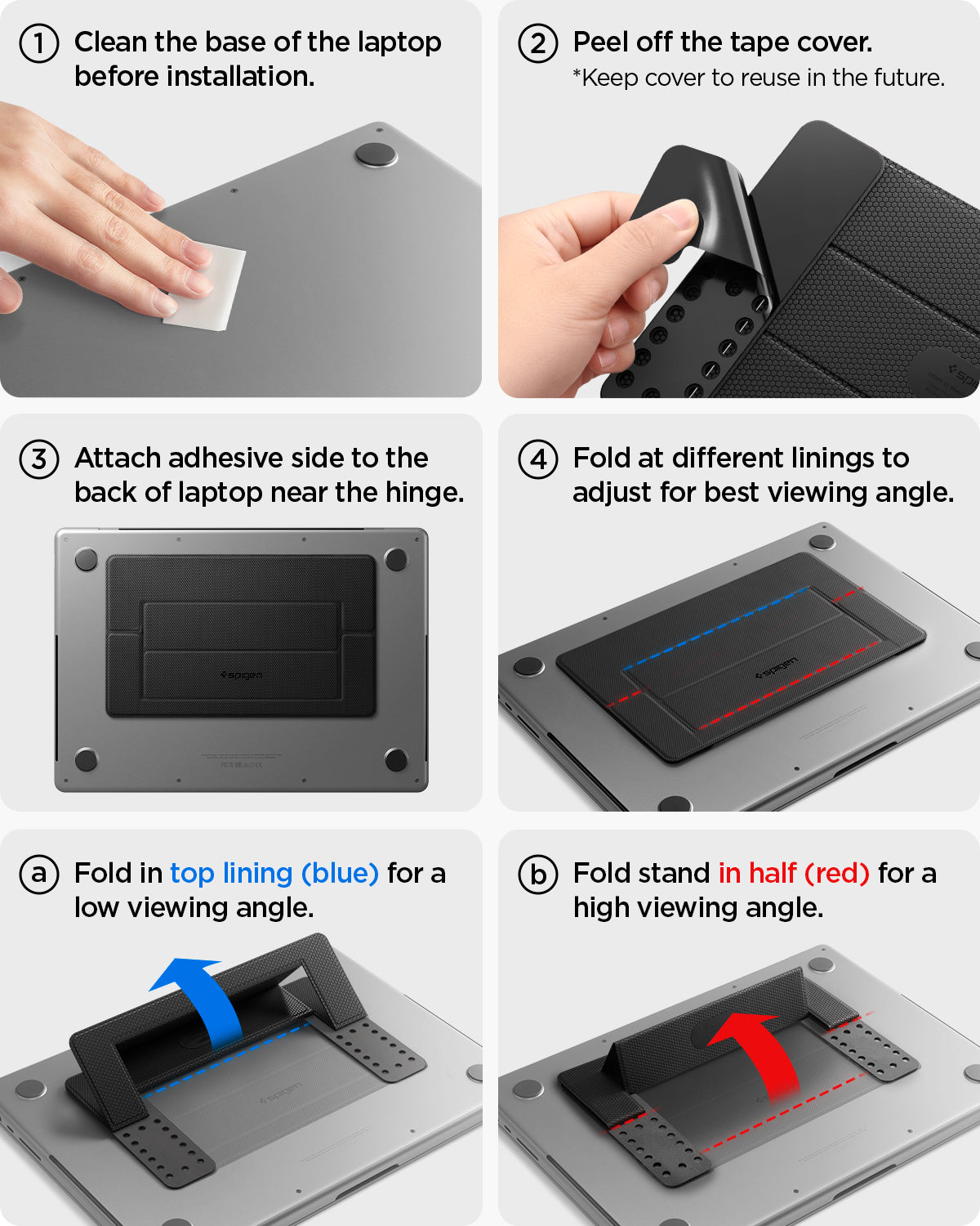 AMP10401 - Slim Fold Laptop Stand | LD201-S1 showing the installation instructions