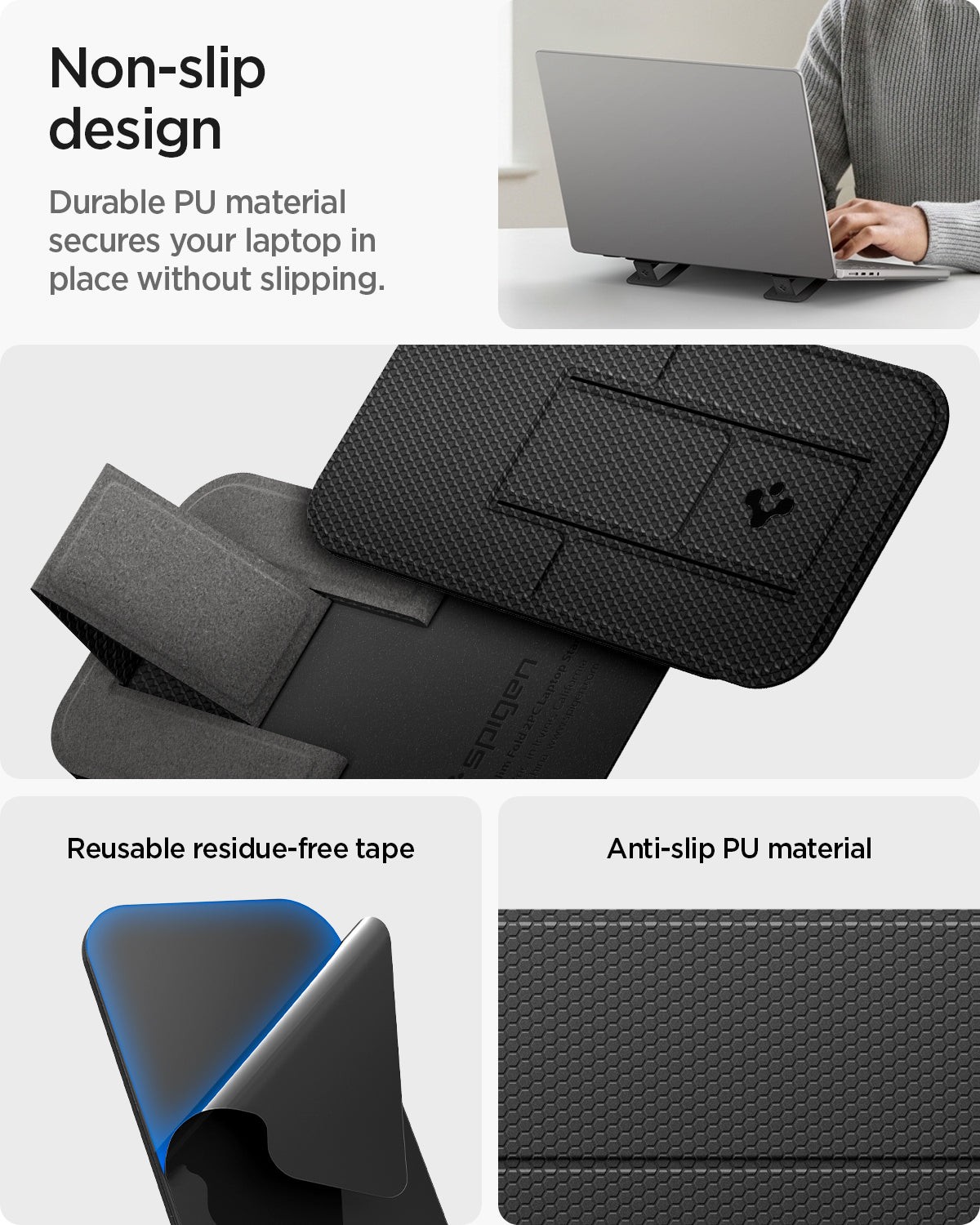 AMP10402 - Slim Fold Laptop Stand | LD201-S2 showing the non-slip design