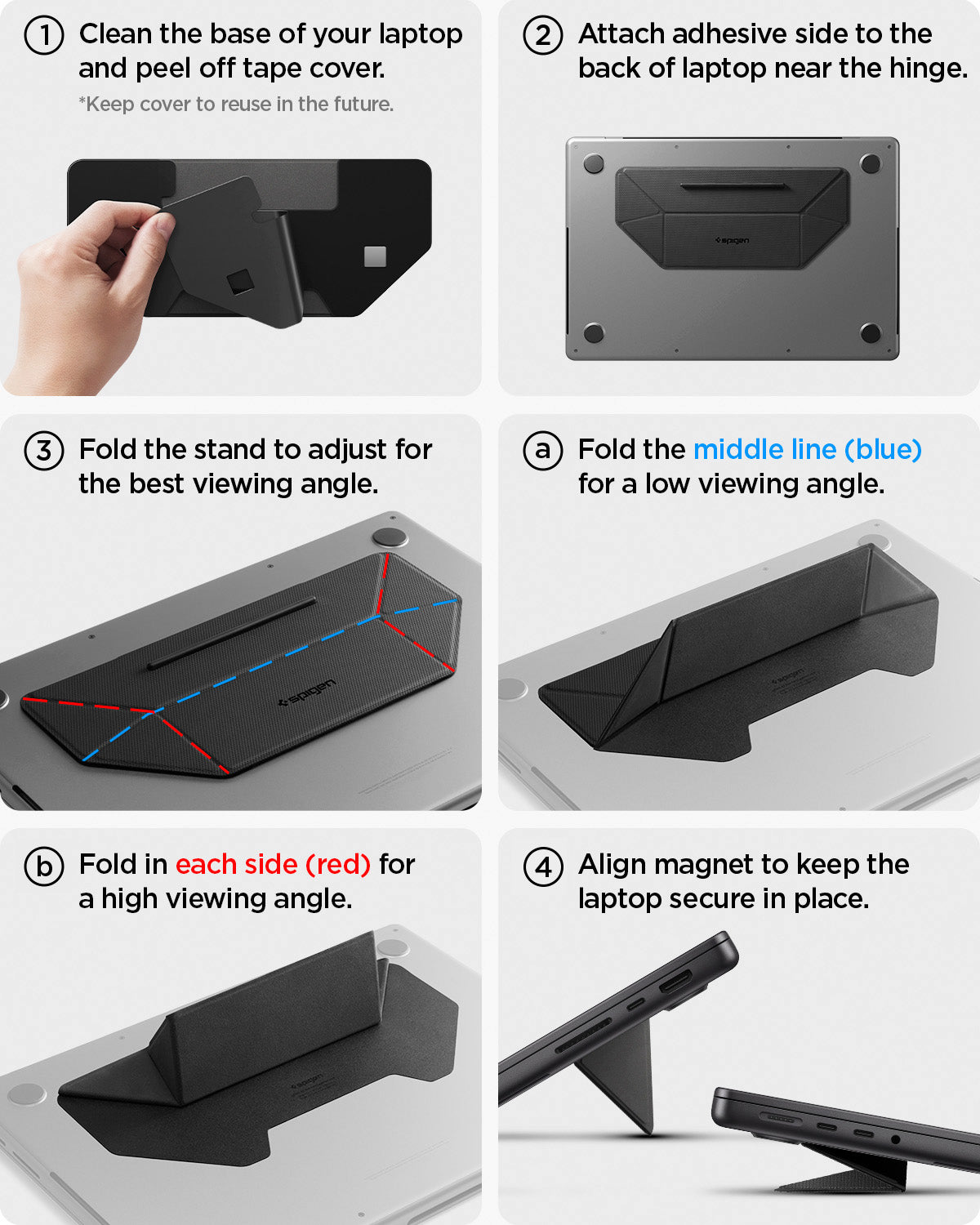AMP10403 - Slim Fold Laptop Stand | LD201-S3 showing the installation instructions
