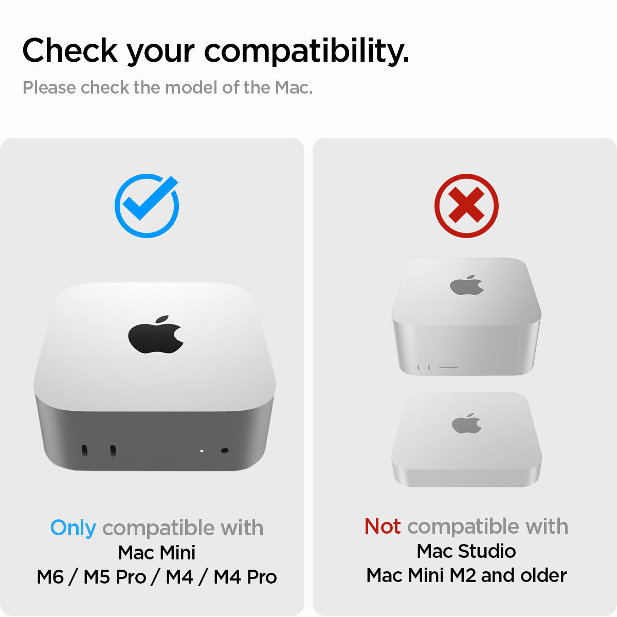 AMP09226 - Mac Mini M4 Mount LD205 in Charcoal Gray showing the compatibility.