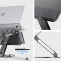 AMP09303 - Laptop Stand | LD206C in Space Gray showing the different angle and the cable organizer 4ea