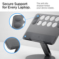 AMP09303 - Laptop Stand | LD206C in Space Gray showing the secure support for every laptop. The anti-slip stopper keeps your device stable