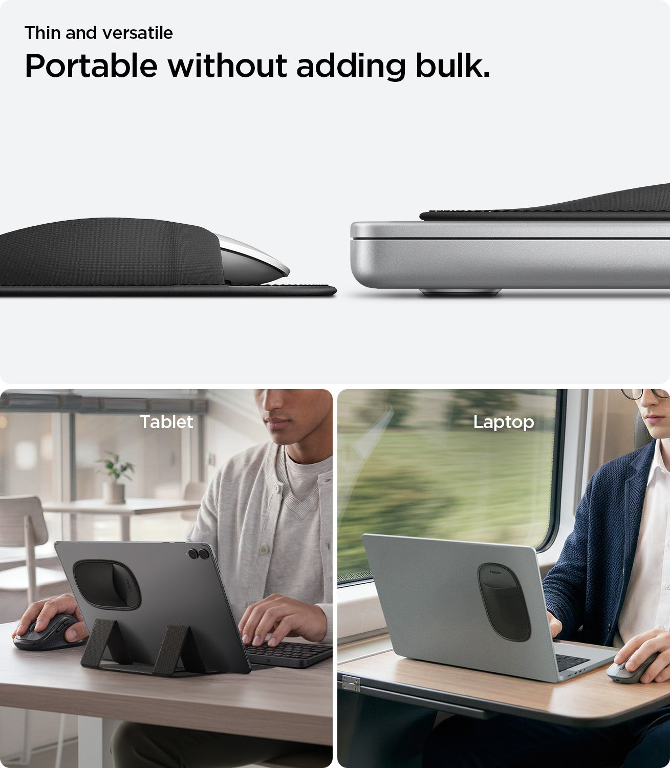 APP11227 - Laptop/Tablet Mouse Holder | LD220 in Black showing portable without adding bulk