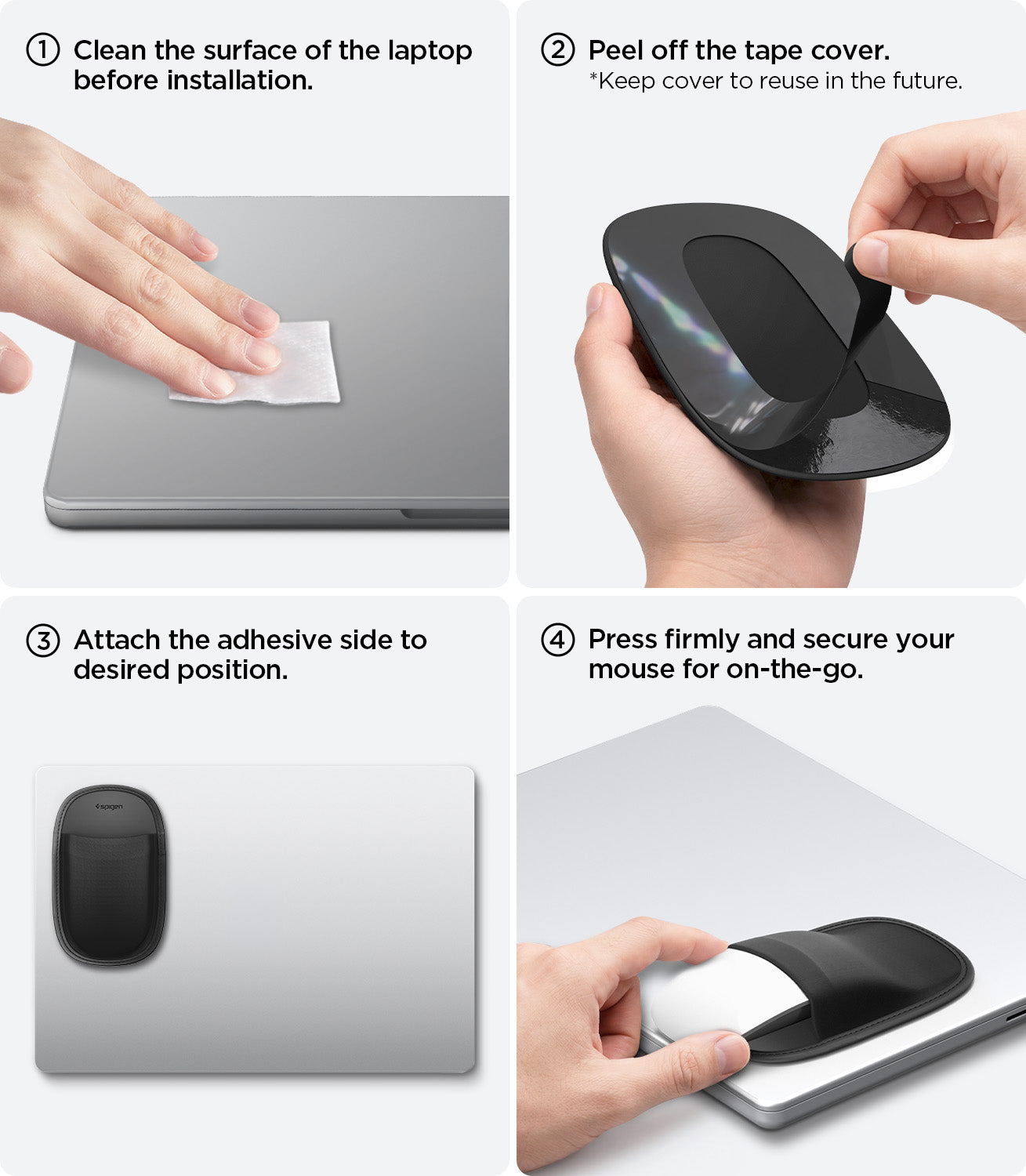 APP11227 - Laptop/Tablet Mouse Holder | LD220 in Black showing steps
