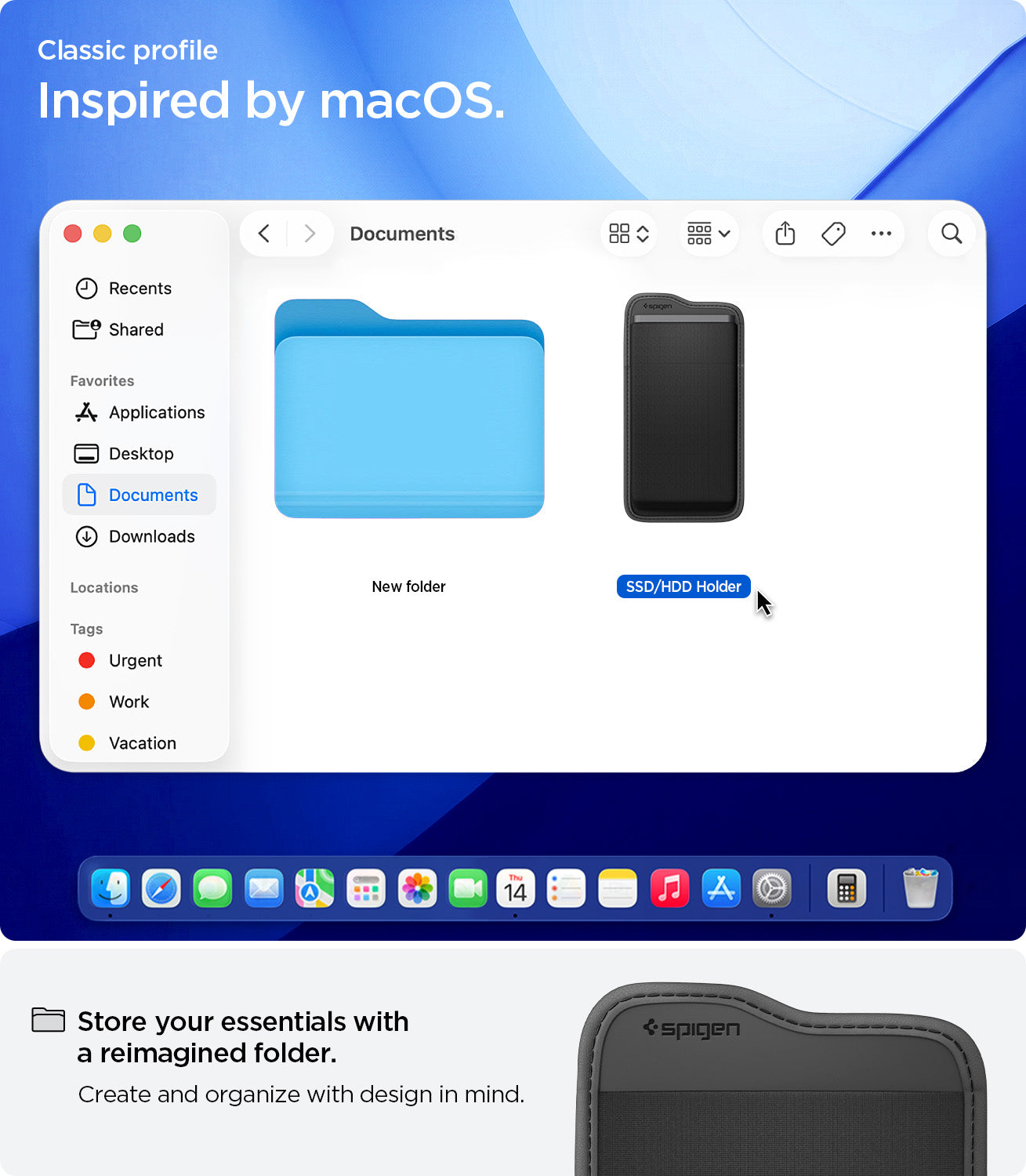 APP11228 - SSD/HDD Holder | LD221 in Black showing classic profile design inspired by macOS folder aesthetic with reimagined storage concept and durable fabric construction