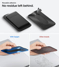 APP11228 - SSD/HDD Holder | LD221 in Black showing reusable adhesive comparison infographic with clean residue-free removal versus other brands leaving sticky residue on laptop