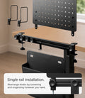 AHP11401 - Clamp Pegboard Side Organizer | LD406 showing single rail installation with adjustable knobs and attachments for a customizable desk setup