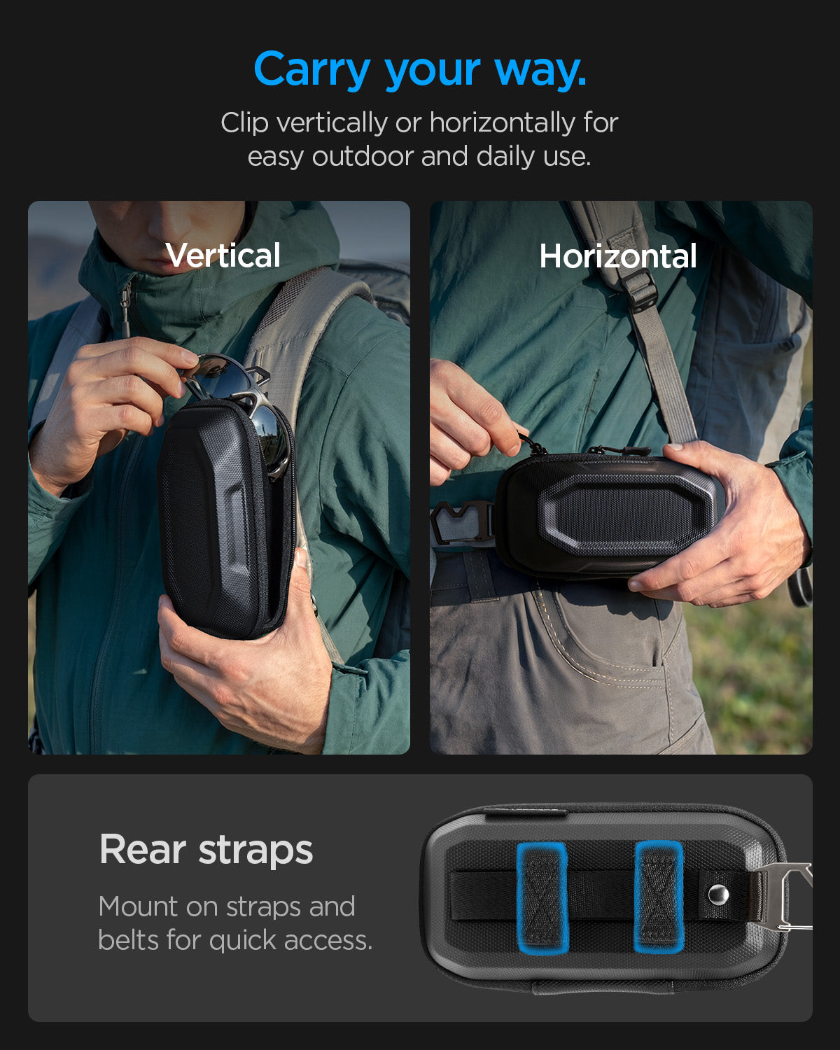 ACS09444 - [LF520] Universal Sunglass Case in Black showing carry your way.