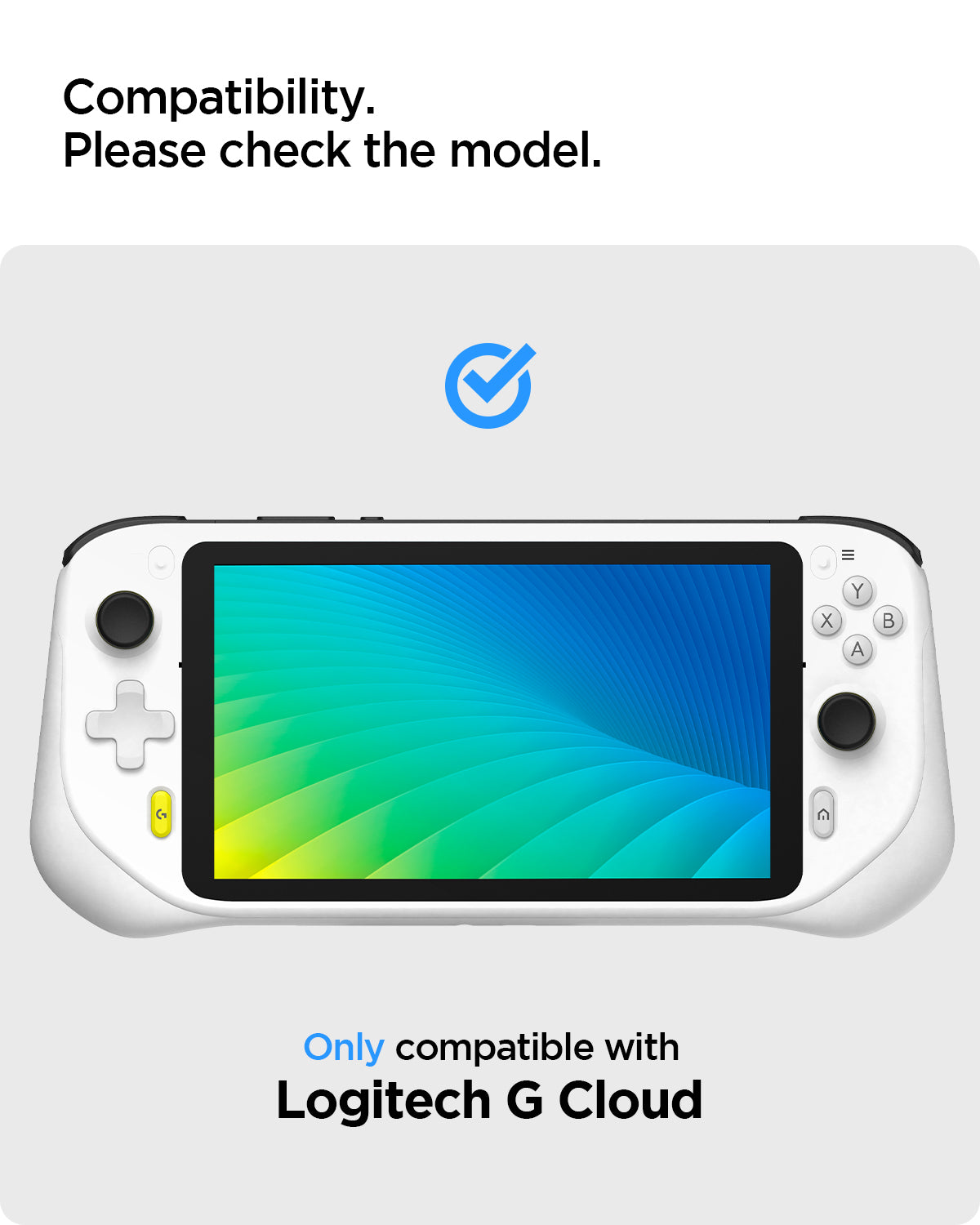 AGL09765 - Logitech G CLOUD Glas.tR SLIM in Clear showing the compatibility only with Logitech G Cloud