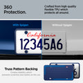 ACP12021 -  License Plate Frame | LP100 in Blue showing the sleek protection, prevent your license plate from scratching your car's exterior, premium upgrade, add unique layer of style and protection