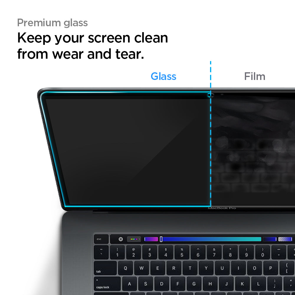 AGL00673 - MacBook Pro 16-inch (2020) GLAS.tR SLIM in Clear showing the premium glass. Keep your screen clean from wear and tear