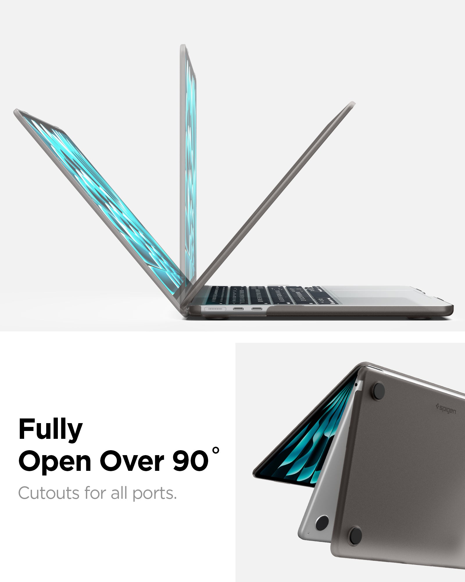 ACS11531 - MacBook Pro 13-inch Air Skin in Frost Black showing fully open over 90 degree