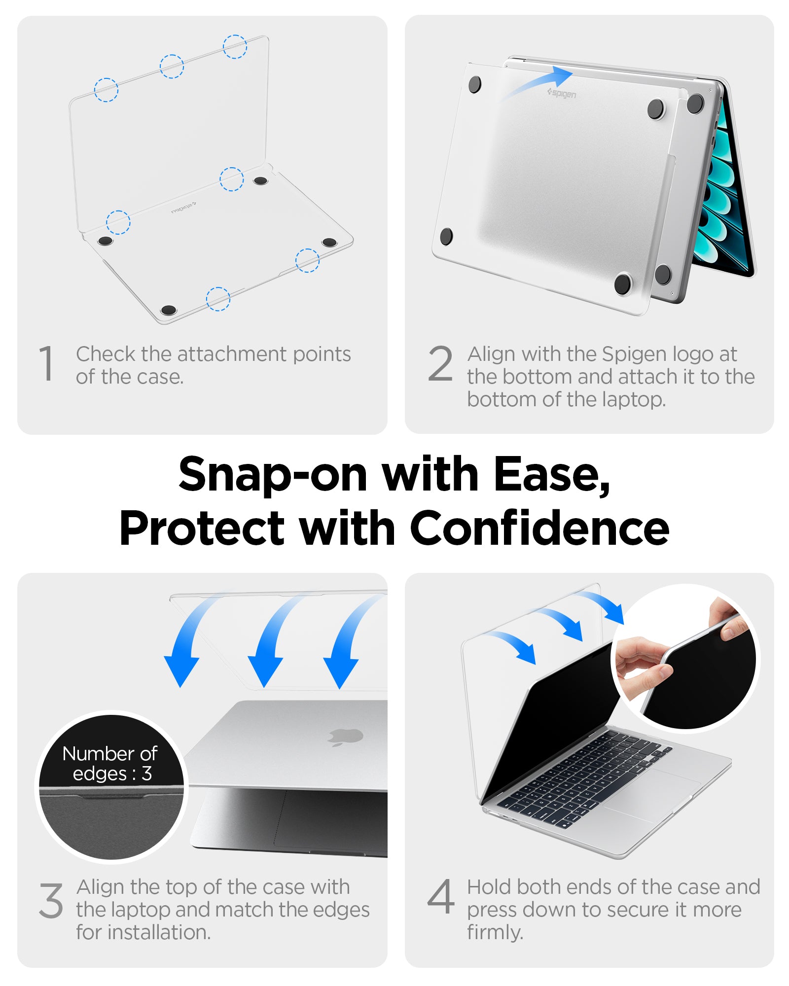 ACS11530 - MacBook Pro 13-inch Air Skin in Frost Clear showing snap on with ease, protect with confidence