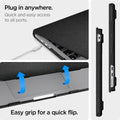 ACS05272 - MacBook Air Case Urban Fit in black showing the quick and easy access to all ports. Easy grip for a quick flip