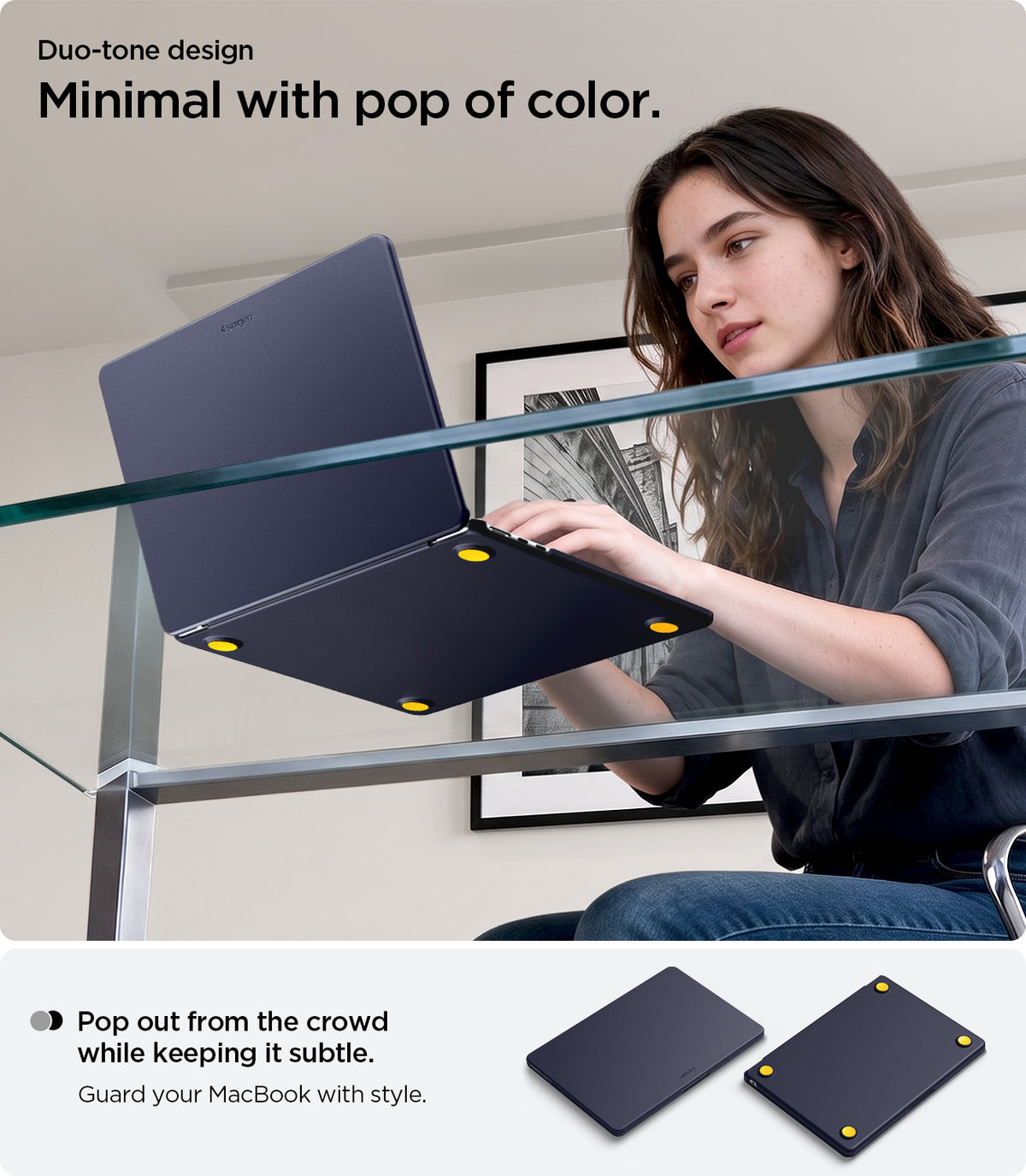 ACS11266 - MacBook Air 15-inch Nano Pop Blueberry Navy showing a minimal duo tone design with a subtle pop of color