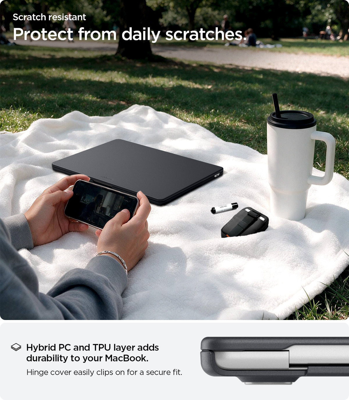 ACS11269 - MacBook Air 13-inch Nano Pop Black Sesame showing hybrid PC and TPU construction for daily scratch protection