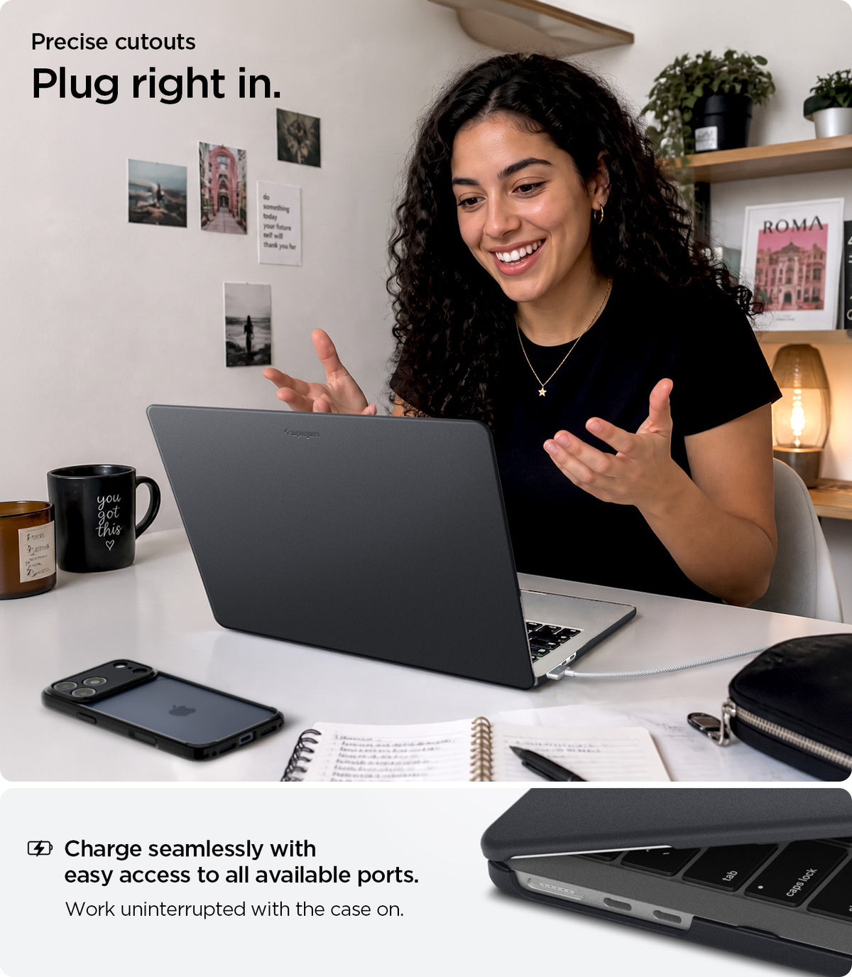 ACS11267 - MacBook Air 15-inch Nano Pop Black Sesame showing precise cutouts for easy access to all available ports