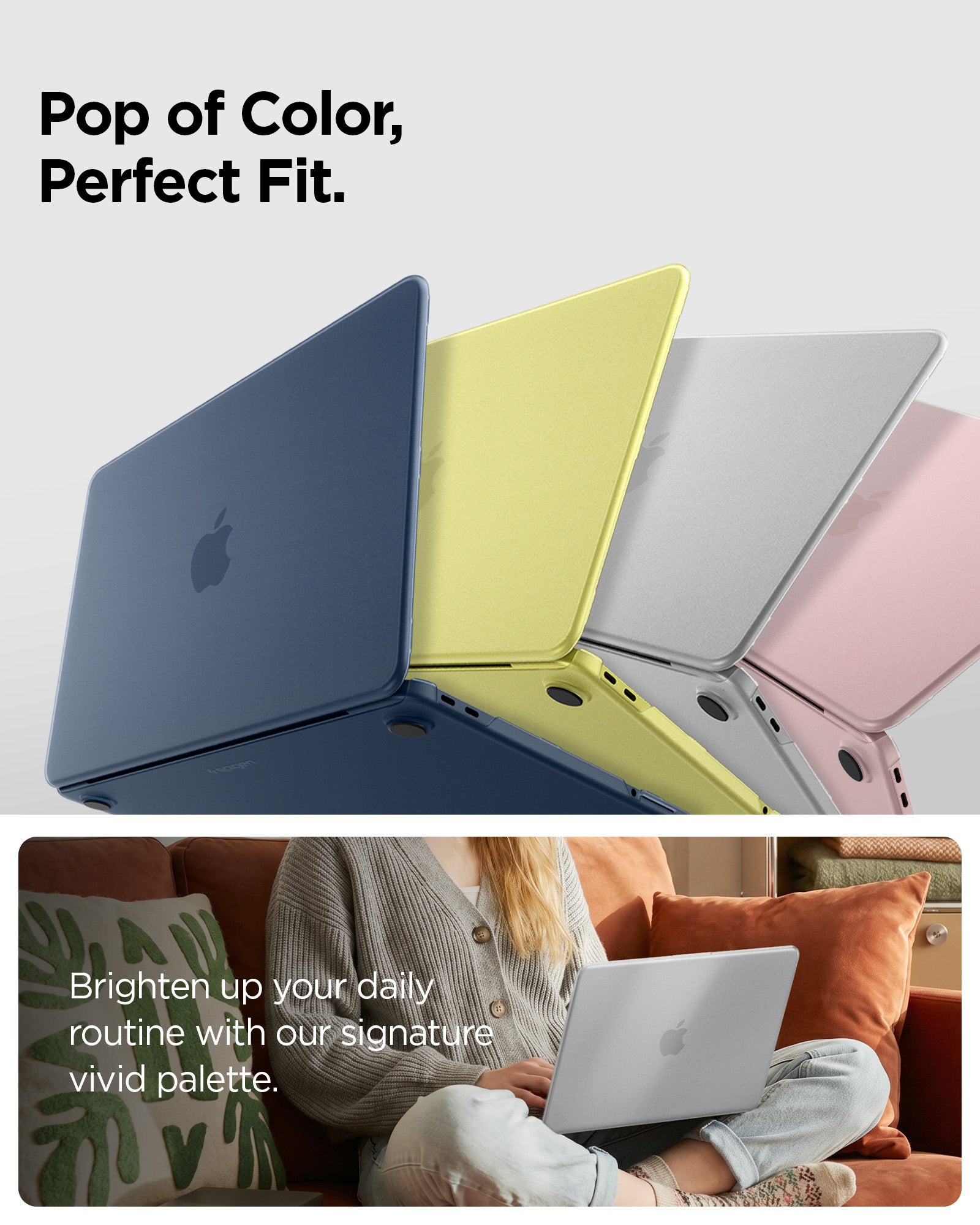 ACS11543 - MacBook Neo 13-inch Air Skin in Frost Clear showing pop of color perfect fit. 