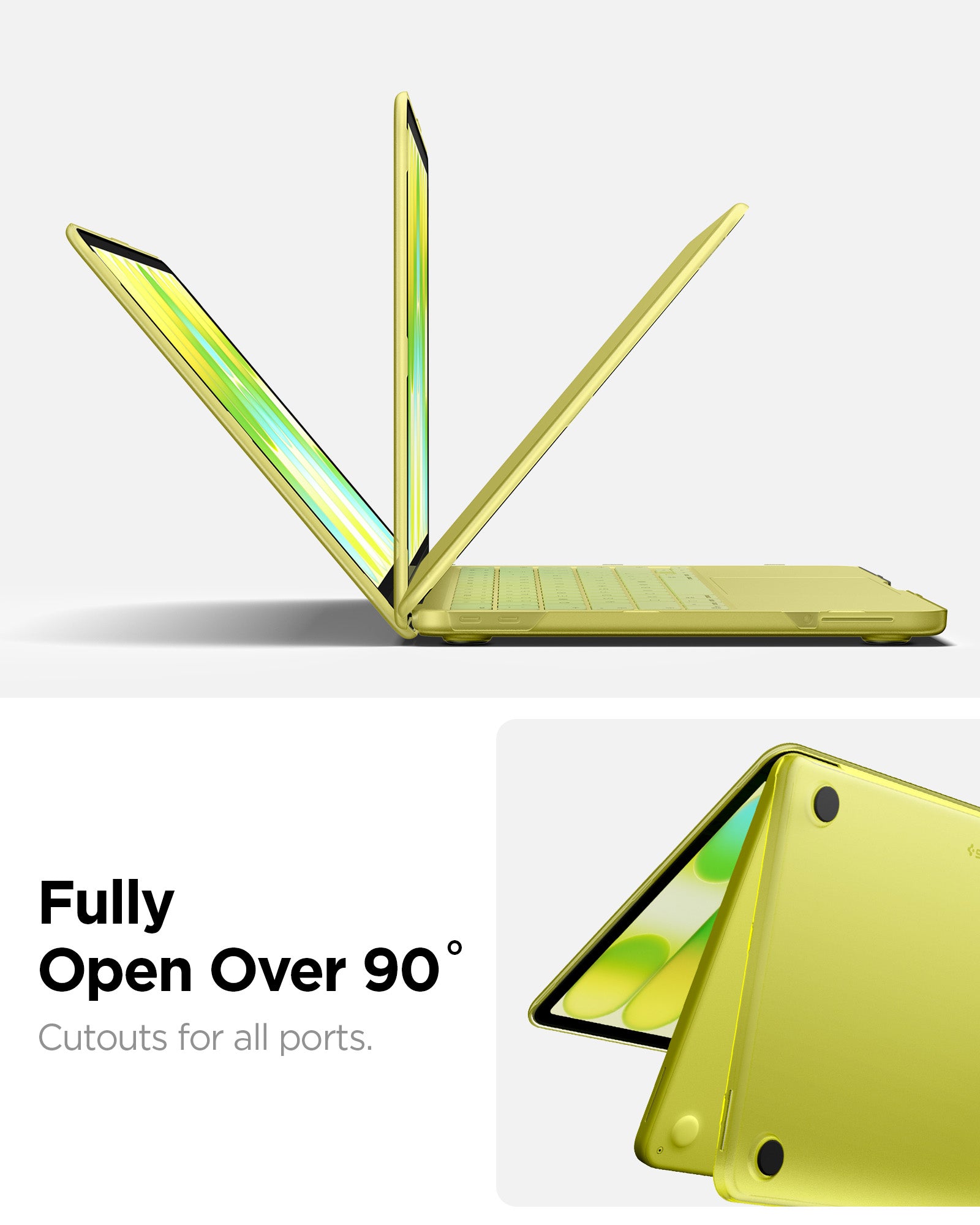 ACS11544 - MacBook Neo 13-inch Air Skin in citrus showing fully open over 90 degree
