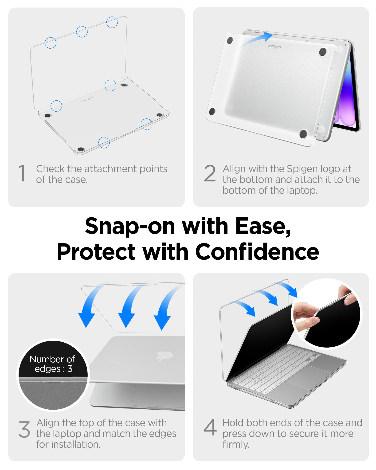 ACS11543 - MacBook Neo 13-inch Air Skin in Frost Clear showing snap on with ease, protect with confidence