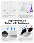 ACS11814 - MacBook Neo 13-inch Air Skin in Frost Indigo showing snap on with ease, protect with confidence