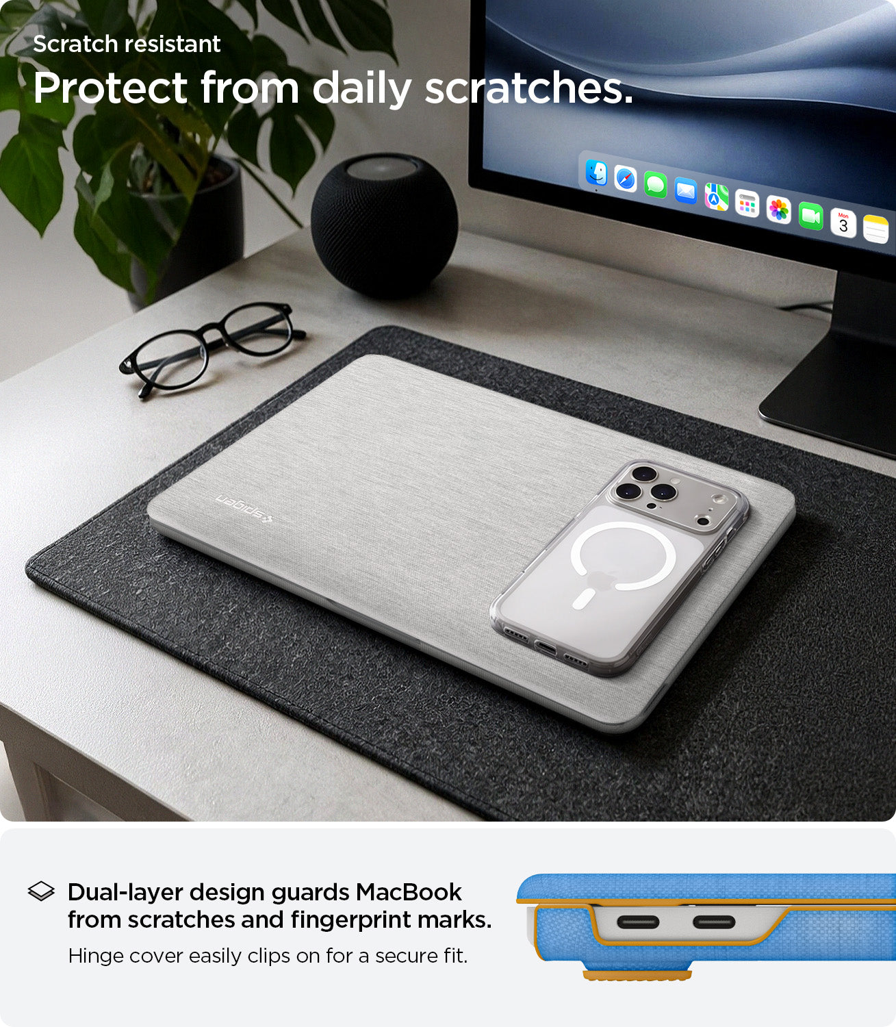 ACS11542 - MacBook Neo 13-inch Urban Fit in Heather Gray showing a dual layer laptop case designed to protect against daily scratches and fingerprint marks