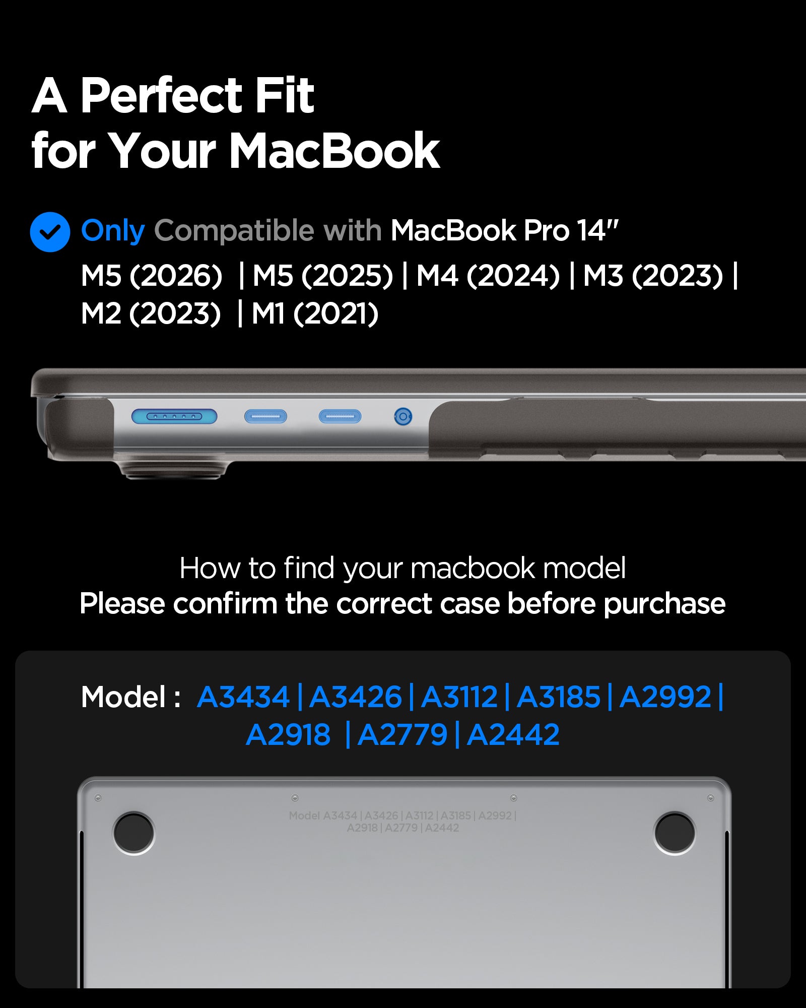 ACS11529 - MacBook Pro 14-inch Air Skin in Frost Black showing compatibility information