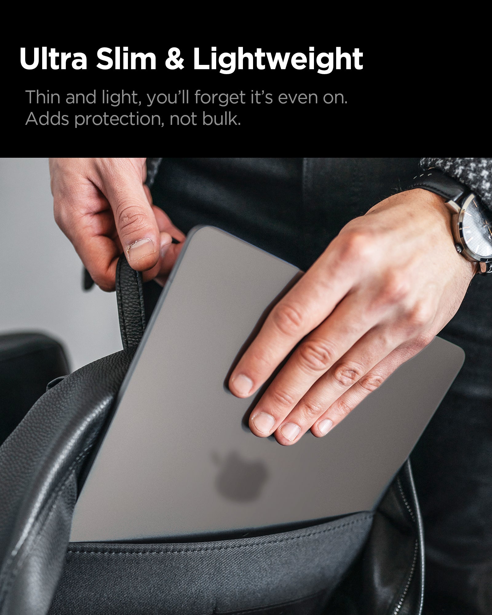 ACS11529 - MacBook Pro 14-inch Air Skin in Frost Black showing ultra slim and lightweight.
