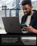 ACS11529 - MacBook Pro 14-inch Air Skin in Frost Black showing keep it clean, daily scratch protection