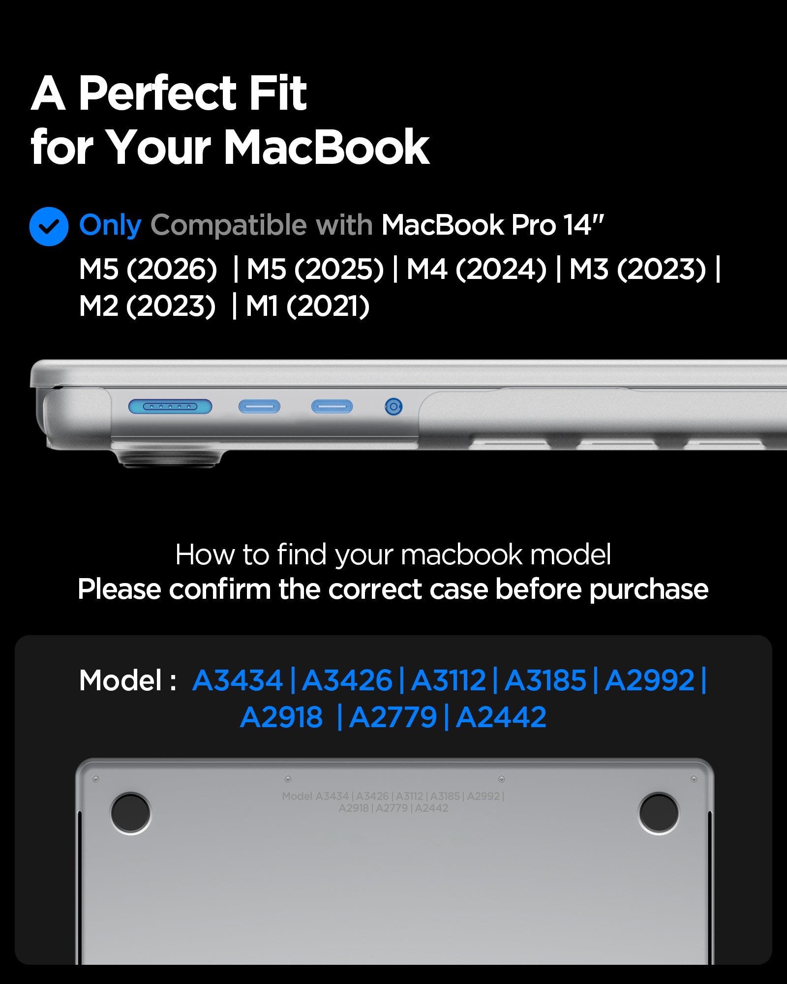 ACS11528 - MacBook Pro 14-inch Air Skin in Frost Clear showing compatibility information