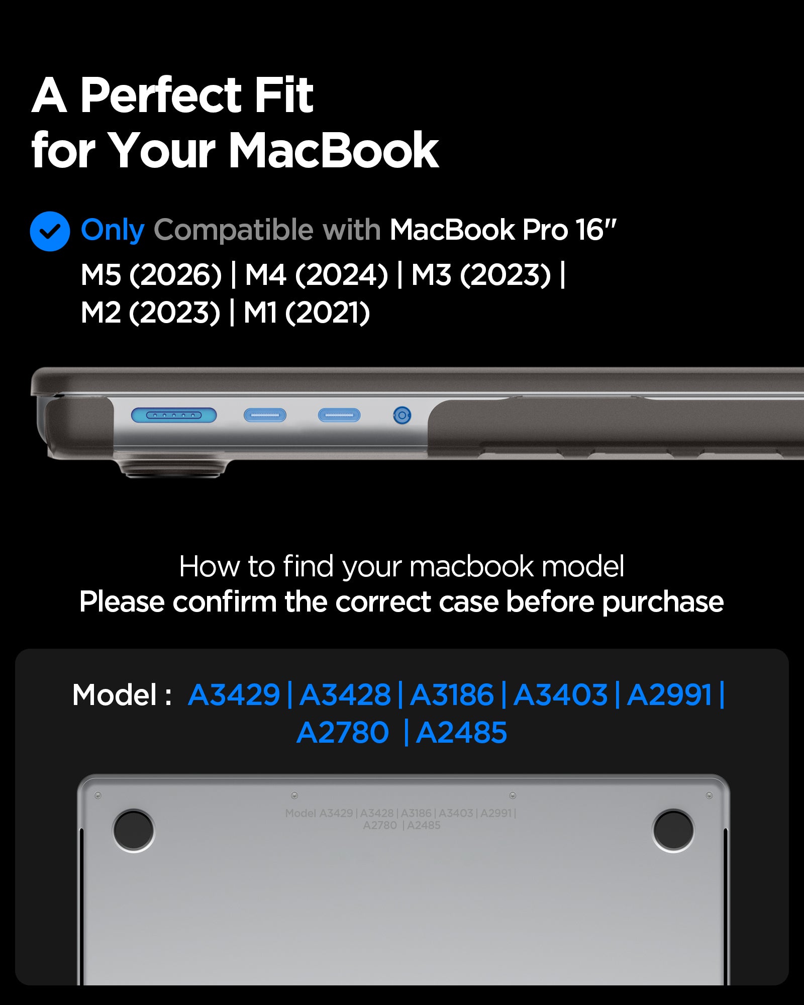 ACS11527 - MacBook Pro 16-inch Air Skin in Frost Black showing compatibility information