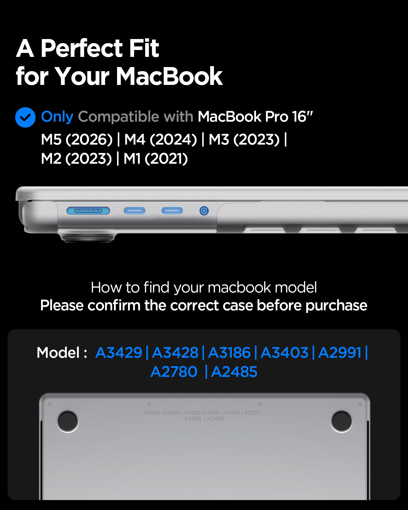 ACS11526 - MacBook Pro 16-inch Air Skin in Frost Clear showing compatibility information