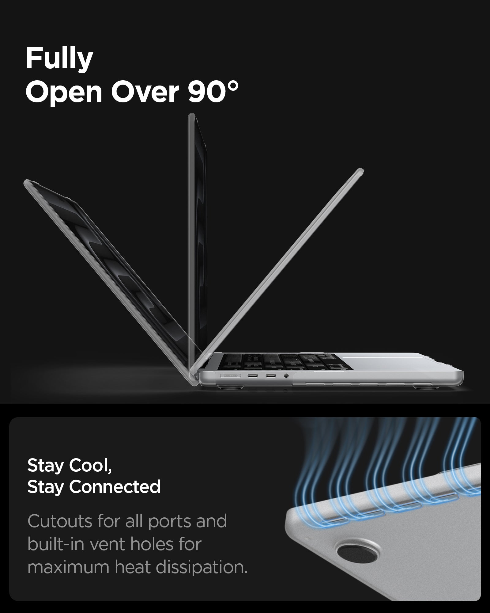 ACS11526 - MacBook Pro 16-inch Air Skin in Frost Clear showing fully open over 90 degree