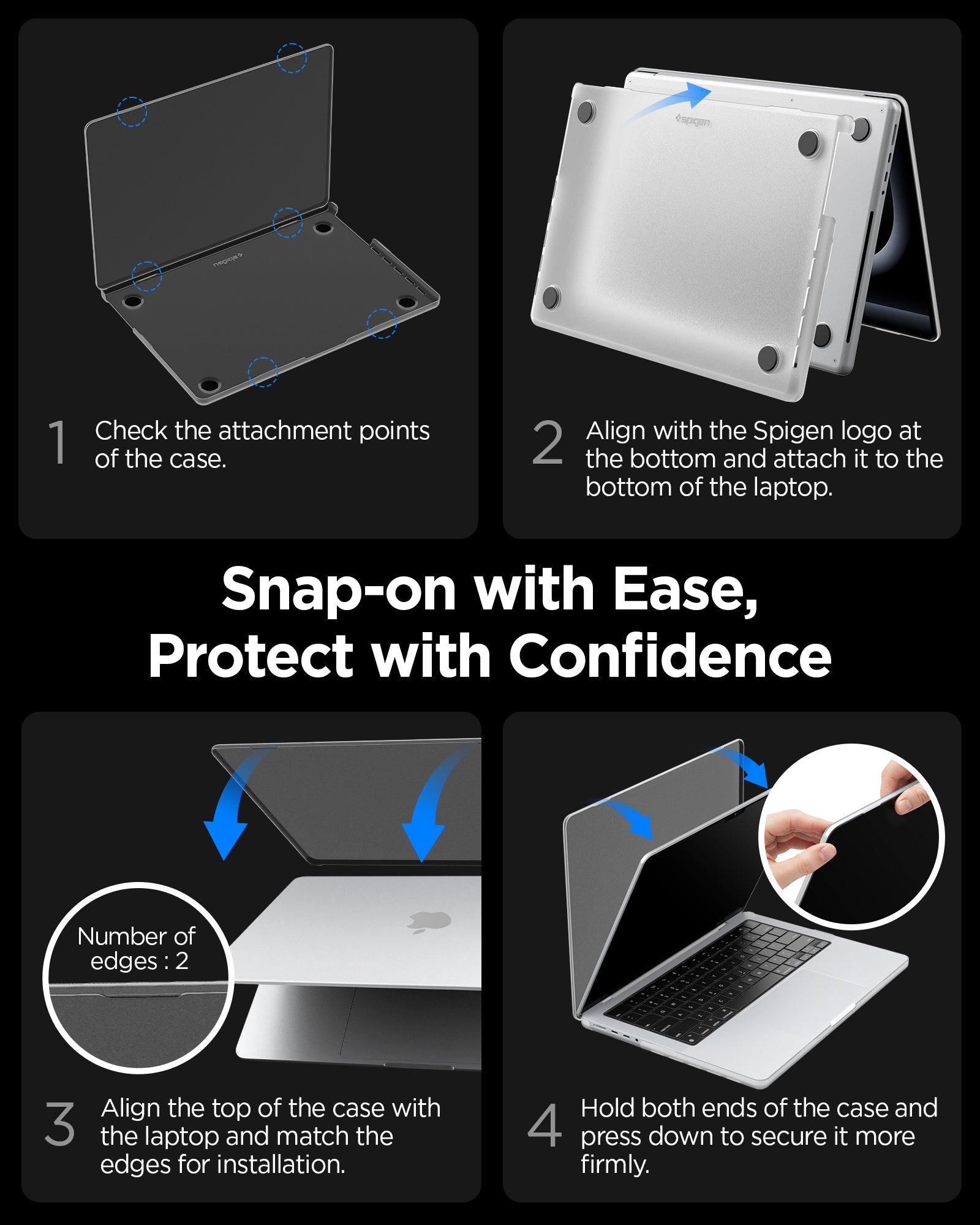 ACS11526 - MacBook Pro 16-inch Air Skin in Frost Clear showing snap on with ease, protect with confidence