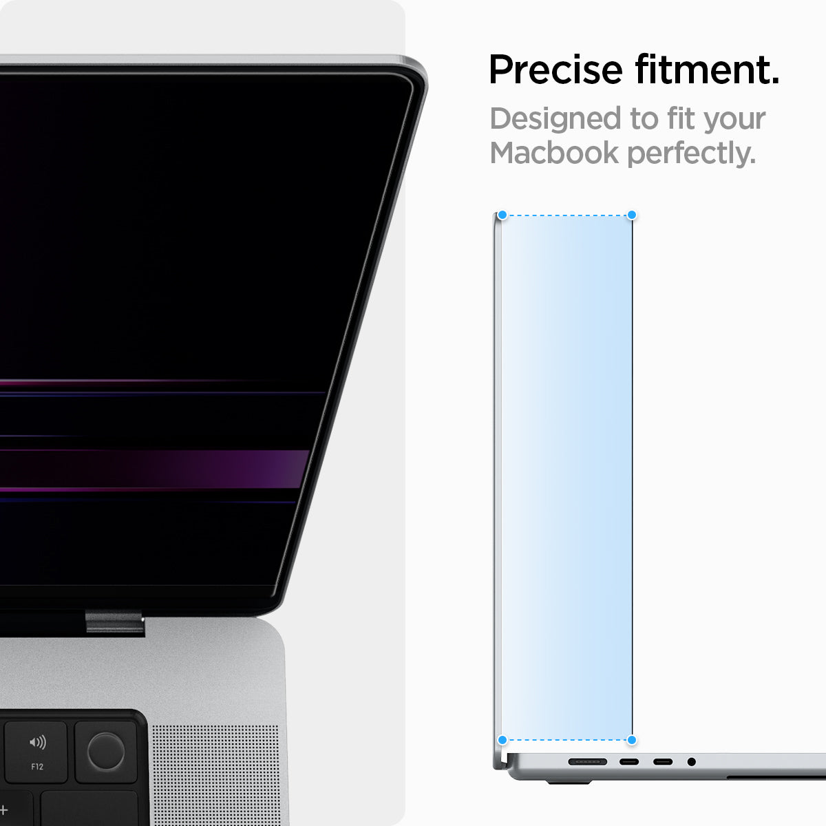 AFL06157 - Macbook Pro 16" Screen Protector Safe View showing the precise fitment. Designed to fit your Macbook perfectly