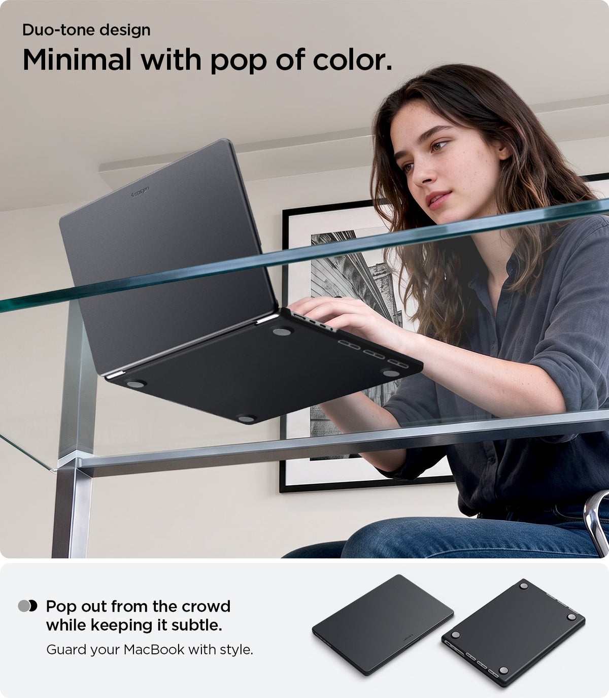 ACS11272 - MacBook Pro 14-inch Nano Pop Black Sesame showing a minimal duo tone design with a subtle pop of color