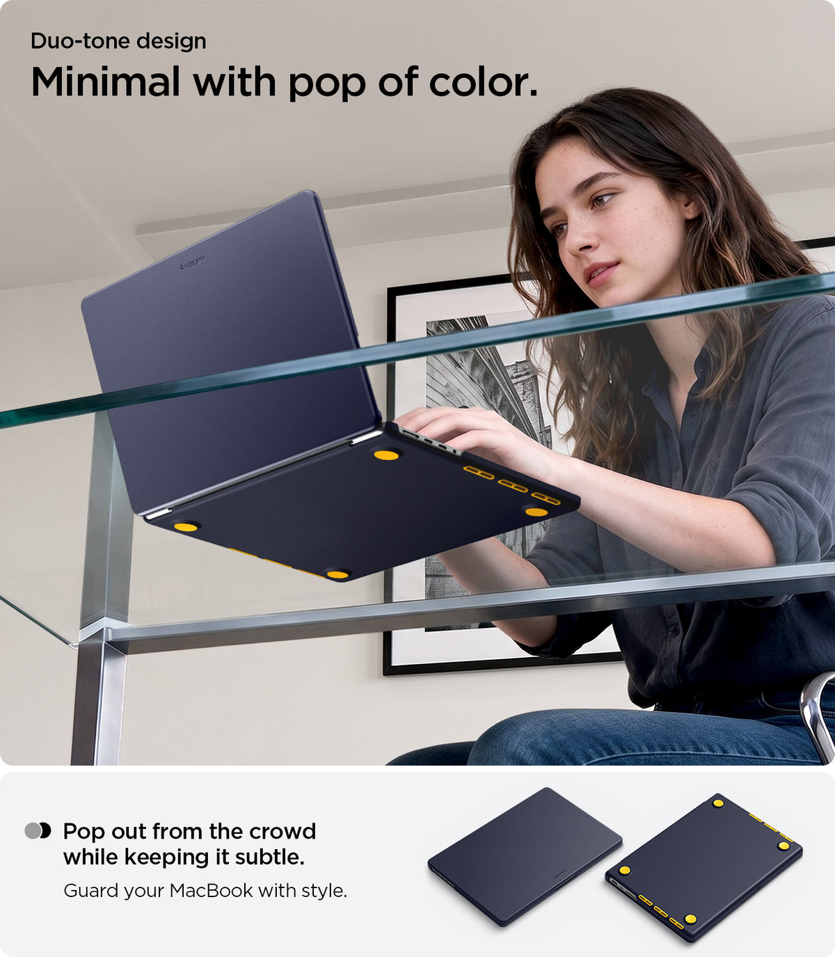 ACS11274 - MacBook Pro 16-inch Nano Pop Blueberry Navy showing a minimal duo tone design with a subtle pop of color