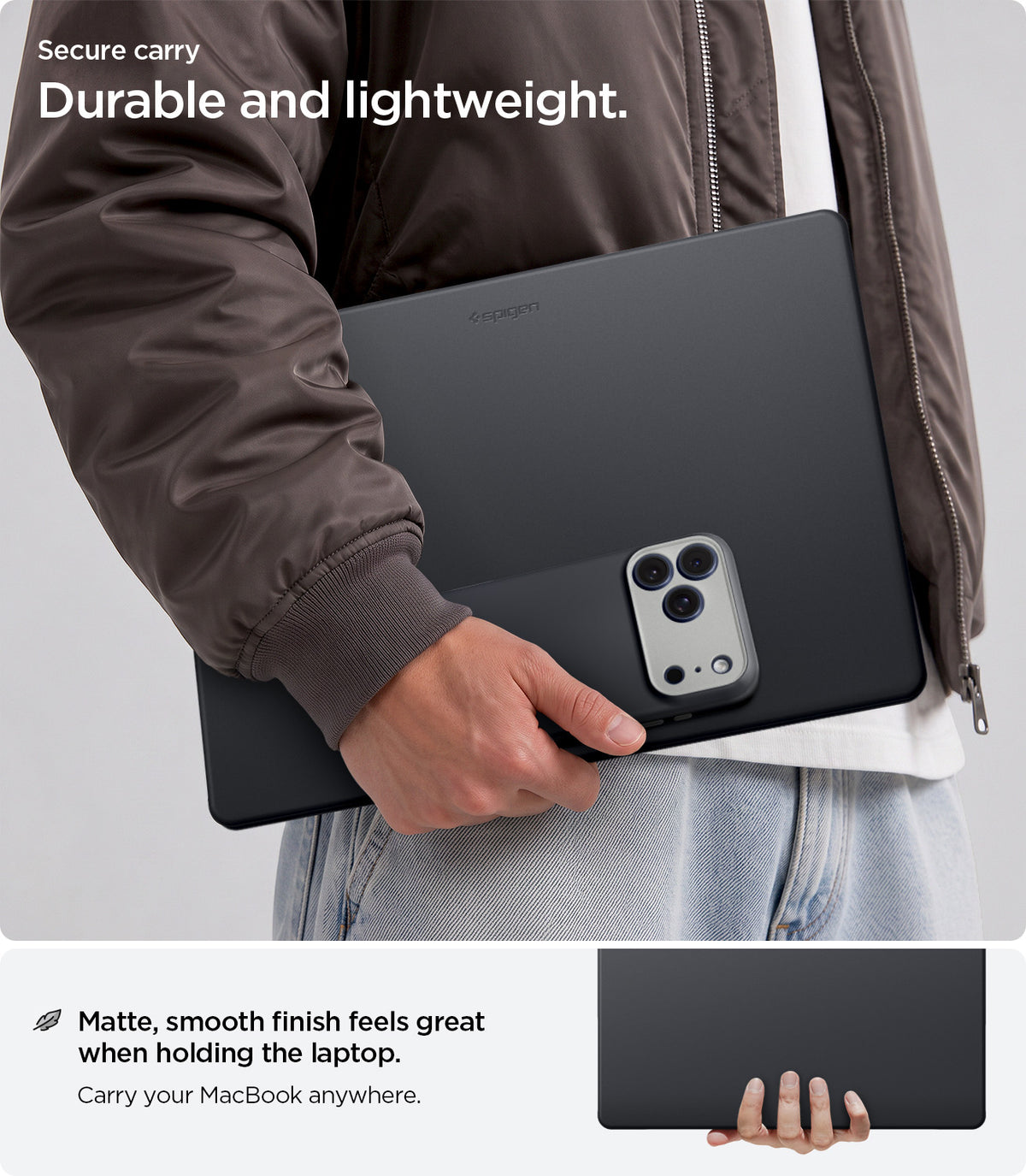 ACS11275 - MacBook Pro 16-inch Nano Pop Black Sesame showing a durable lightweight design with a smooth matte finish