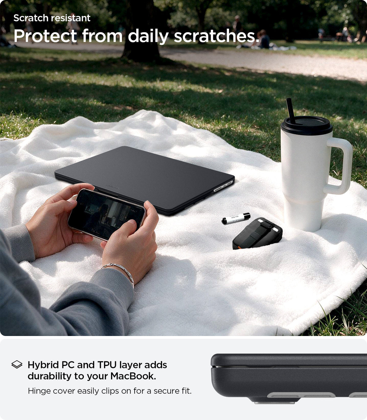 ACS11272 - MacBook Pro 14-inch Nano Pop Black Sesame showing hybrid PC and TPU construction for daily scratch protection