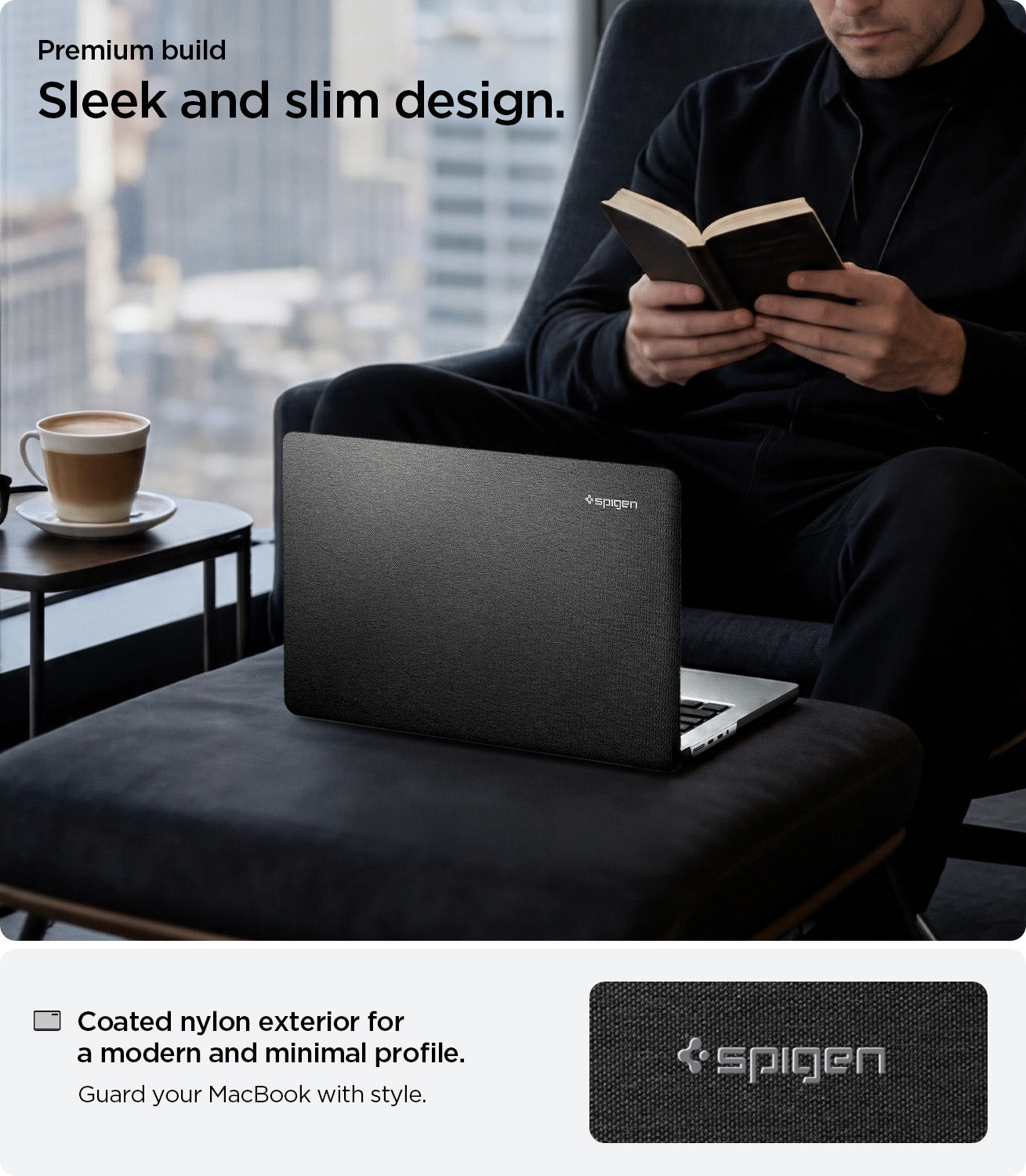 ACS04211 - MacBook Pro 16-inch Case Urban Fit in Black showing sleek and slim design