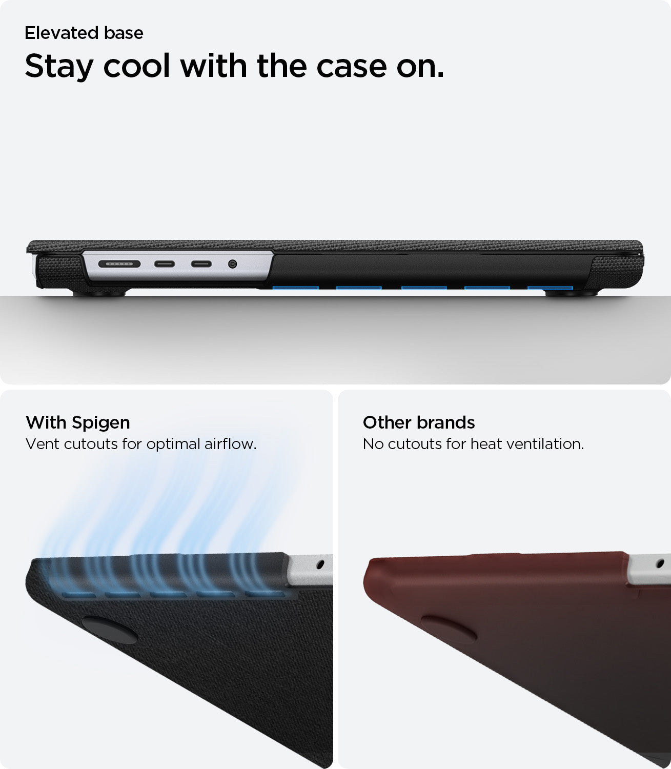 ACS04211 - MacBook Pro 16-inch Case Urban Fit in Black showing stay cool with the case on