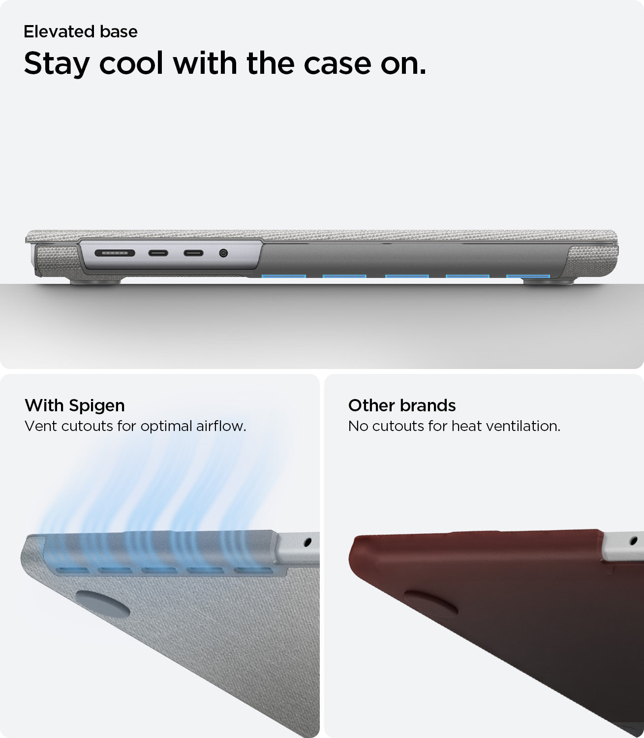 ACS10976 - MacBook Pro 14-inch in Heather Gray showing stay cool with the case on