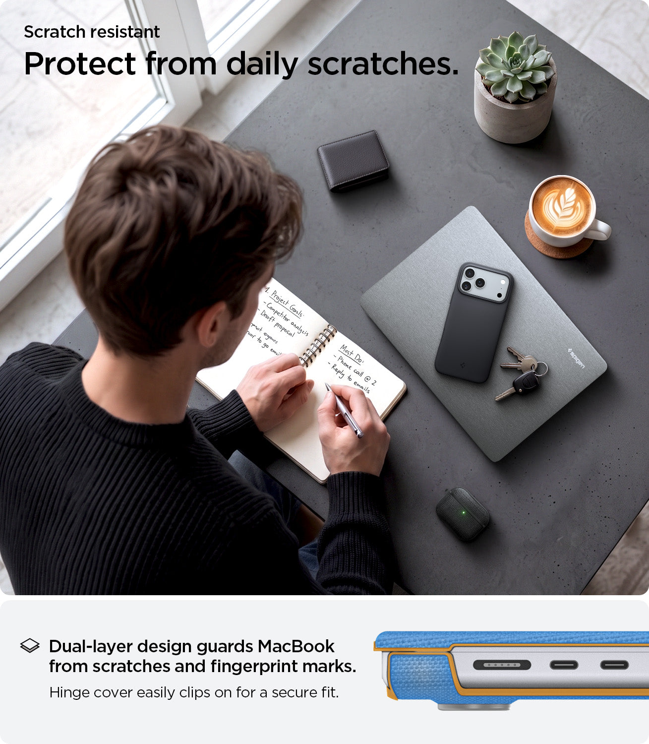 ACS10976 - MacBook Pro 14-inch in Heather Gray showing protect from daily scratches