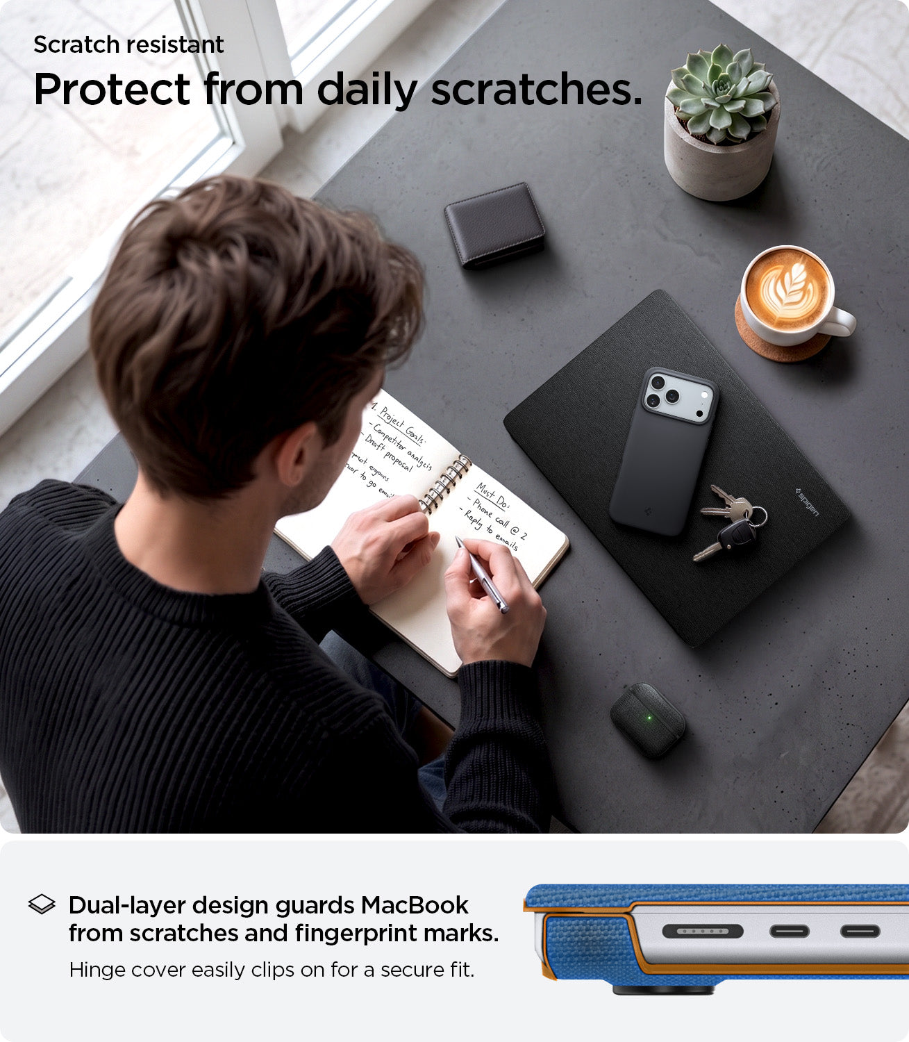 ACS04211 - MacBook Pro 16-inch Case Urban Fit in Black showing protect from daily scratches