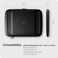 AFA04271 - MacBook Pro Series Rugged Armor Pro Pouch in black showing the compatibility.  Internal dimension (14.7 x 10.5 x 1.1 inch) Macbook Air 15