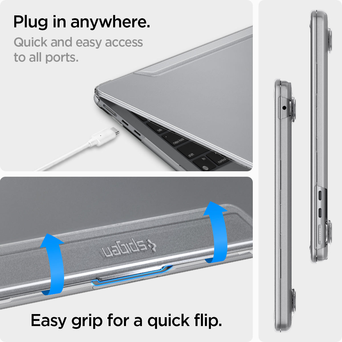 ACS06957 - MacBook Air 15-inch Case Thin Fit in Crystal Clear showing the quick and easy access. Easy grip for a quick flip