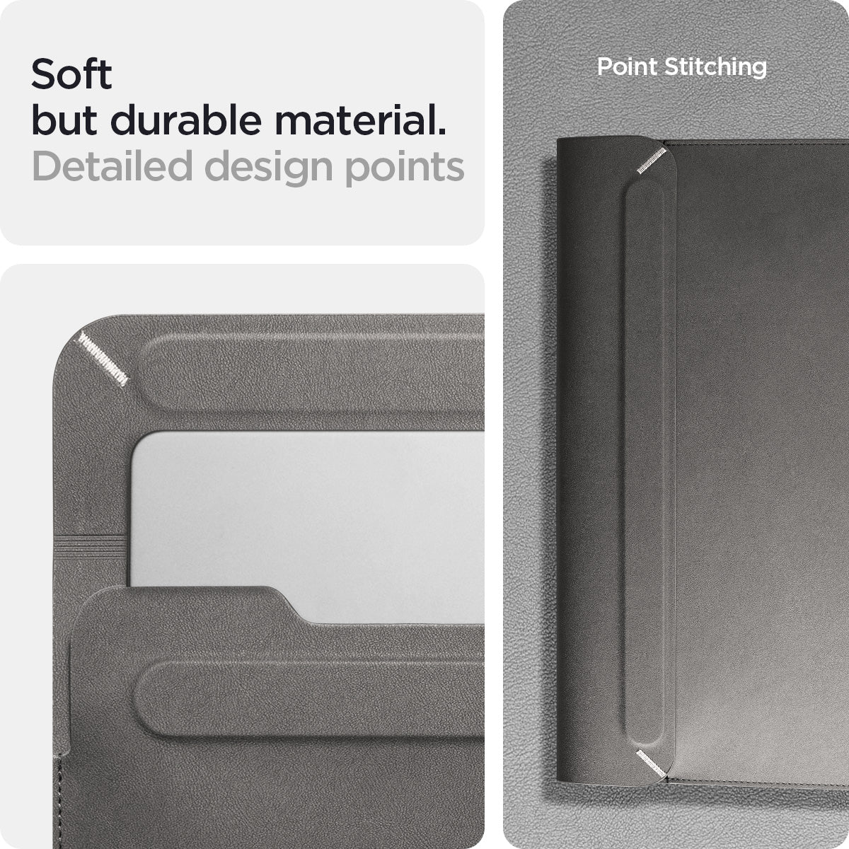 AFA06421 - Spigen Valentinus MacBook Sleeve soft durable leather material with detailed point stitching finish