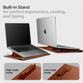 AFA06422 - Spigen Valentinus MacBook Sleeve built in stand feature with high angle and low angle laptop support modes